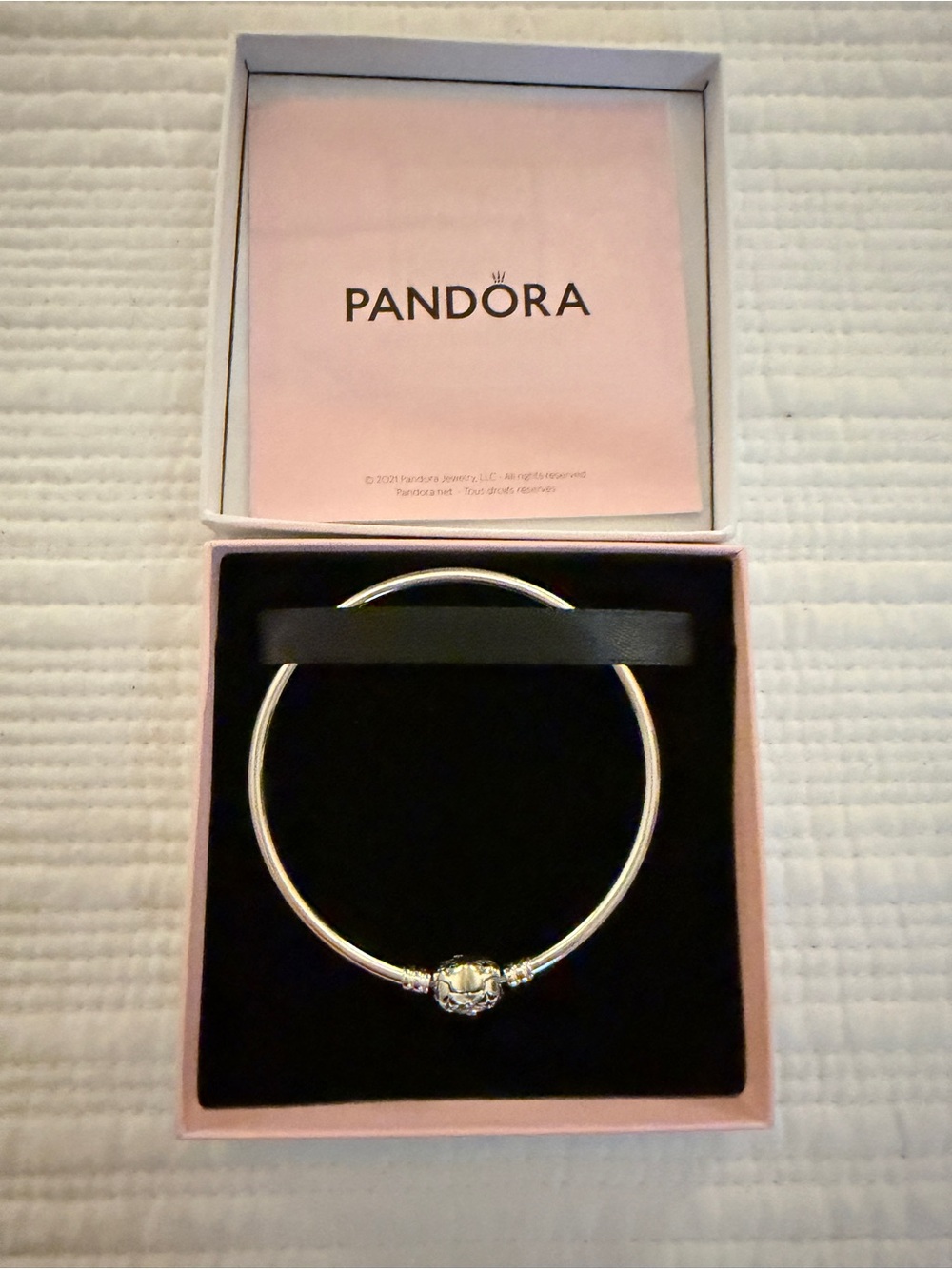 Pandora Silver Heart-Clasp Bangle Bracelet - Silver